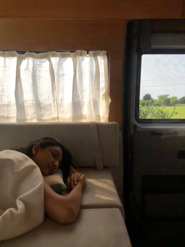 sleeping in a caravan